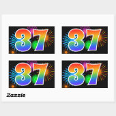 Leuke Vuurwerk + Regenboog Patroon "37" Evenement  Rechthoekige Sticker (Vel)