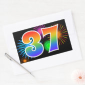 Leuke Vuurwerk + Regenboog Patroon "37" Evenement  Rechthoekige Sticker (Envelop)