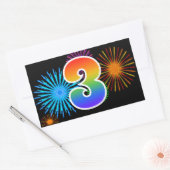 Leuke Vuurwerk + Regenboog Patroon "3" Evenement N Rechthoekige Sticker (Envelop)
