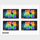 Leuke Vuurwerk + Regenboog Patroon "41" Evenement  Rechthoekige Sticker (Vel)