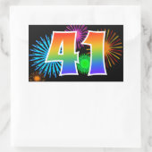 Leuke Vuurwerk + Regenboog Patroon "41" Evenement  Rechthoekige Sticker (Tas)