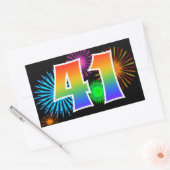 Leuke Vuurwerk + Regenboog Patroon "41" Evenement  Rechthoekige Sticker (Envelop)