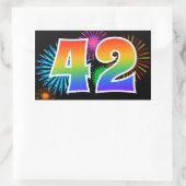 Leuke Vuurwerk + Regenboog Patroon "42" Evenement  Rechthoekige Sticker (Tas)