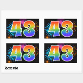 Leuke Vuurwerk + Regenboog Patroon "43" Evenement Rechthoekige Sticker (Vel)
