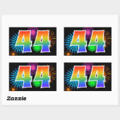 Leuke Vuurwerk + Regenboog Patroon "44" Evenement Rechthoekige Sticker (Vel)