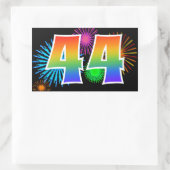 Leuke Vuurwerk + Regenboog Patroon "44" Evenement Rechthoekige Sticker (Tas)