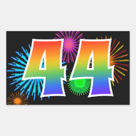 Leuke Vuurwerk + Regenboog Patroon "44" Evenement Rechthoekige Sticker