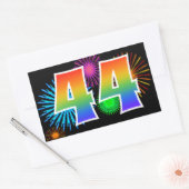 Leuke Vuurwerk + Regenboog Patroon "44" Evenement Rechthoekige Sticker (Envelop)