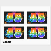 Leuke Vuurwerk + Regenboog Patroon "45" Evenement  Rechthoekige Sticker (Vel)