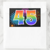 Leuke Vuurwerk + Regenboog Patroon "45" Evenement  Rechthoekige Sticker (Tas)