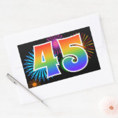 Leuke Vuurwerk + Regenboog Patroon "45" Evenement  Rechthoekige Sticker (Envelop)