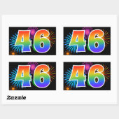 Leuke Vuurwerk + Regenboog Patroon "46" Evenement  Rechthoekige Sticker (Vel)