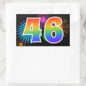 Leuke Vuurwerk + Regenboog Patroon "46" Evenement  Rechthoekige Sticker (Tas)