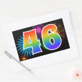 Leuke Vuurwerk + Regenboog Patroon "46" Evenement  Rechthoekige Sticker (Envelop)