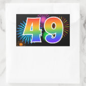 Leuke Vuurwerk + Regenboog Patroon "49" Evenement  Rechthoekige Sticker (Tas)