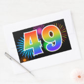 Leuke Vuurwerk + Regenboog Patroon "49" Evenement  Rechthoekige Sticker (Envelop)