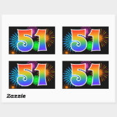 Leuke Vuurwerk + Regenboog Patroon "51" Evenement  Rechthoekige Sticker (Vel)