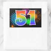 Leuke Vuurwerk + Regenboog Patroon "51" Evenement  Rechthoekige Sticker (Tas)
