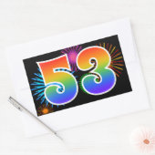 Leuke Vuurwerk + Regenboog Patroon "53" Evenement  Rechthoekige Sticker (Envelop)
