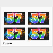 Leuke Vuurwerk + Regenboog Patroon "57" Evenement Rechthoekige Sticker (Vel)