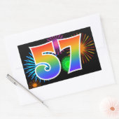 Leuke Vuurwerk + Regenboog Patroon "57" Evenement Rechthoekige Sticker (Envelop)