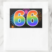 Leuke Vuurwerk + Regenboog Patroon "66" Evenement  Rechthoekige Sticker (Tas)