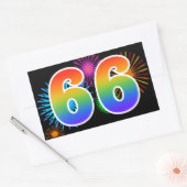 Leuke Vuurwerk + Regenboog Patroon "66" Evenement  Rechthoekige Sticker (Envelop)