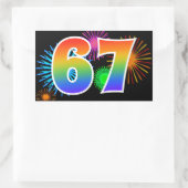 Leuke Vuurwerk + Regenboog Patroon "67" Evenement  Rechthoekige Sticker (Tas)