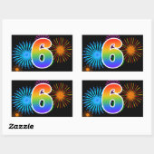 Leuke Vuurwerk + Regenboog Patroon "6" Evenement N Rechthoekige Sticker (Vel)