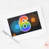 Leuke Vuurwerk + Regenboog Patroon "6" Evenement N Rechthoekige Sticker (Envelop)