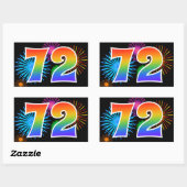Leuke Vuurwerk + Regenboog Patroon "72" Evenement  Rechthoekige Sticker (Vel)