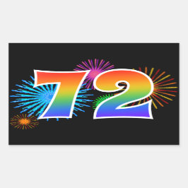 Leuke Vuurwerk + Regenboog Patroon "72" Evenement Rechthoekige Sticker