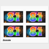 Leuke Vuurwerk + Regenboog Patroon "81" Evenement  Rechthoekige Sticker (Vel)