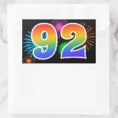 Leuke Vuurwerk + Regenboog Patroon "92" Evenement Rechthoekige Sticker (Tas)