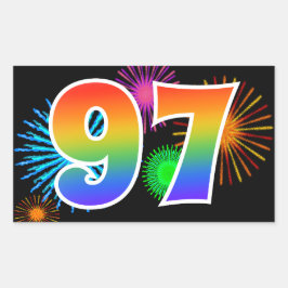 Leuke Vuurwerk + Regenboog Patroon "97" Evenement Rechthoekige Sticker