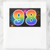 Leuke Vuurwerk + Regenboog Patroon "98" Evenement Rechthoekige Sticker (Tas)