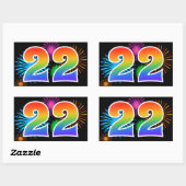 Leuke vuurwerk + regenboogpatroon "22" evenementnu rechthoekige sticker (Vel)