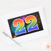 Leuke vuurwerk + regenboogpatroon "22" evenementnu rechthoekige sticker (Envelop)