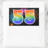 Leuke vuurwerk + regenboogpatroon "55" Evenementsn Rechthoekige Sticker (Tas)