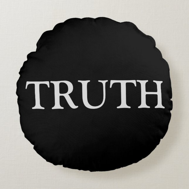 Leuke Waarheid & Durf in Wit en Zwart Rond Kussen (Voorkant)