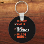 Leuke Wake Up Beat Leukemie Rule The World Kanker Sleutelhanger (Voorkant)