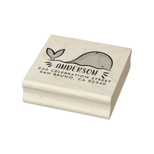Leuke walvis aangepaste familienaam & retour adres rubberstempel (Stempel)
