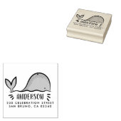Leuke walvis aangepaste familienaam & retour adres rubberstempel (Gestempeld)
