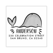 Leuke walvis aangepaste familienaam & retour adres rubberstempel (Afrduk)