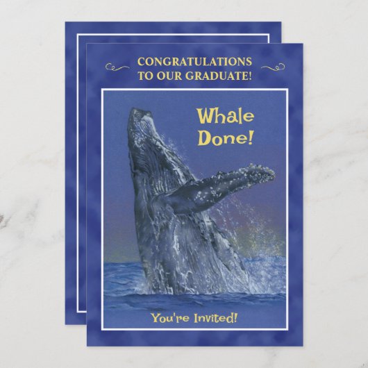 Leuke walvis afstudeerfeest uitnodiging (Voorkant / Achterkant)