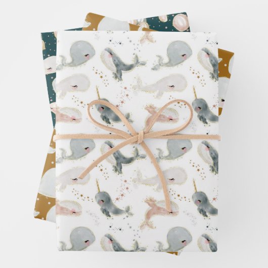 Leuke walvis oceaan party verjaardagscadeau Baby s Inpakpapier Vel (In situ)