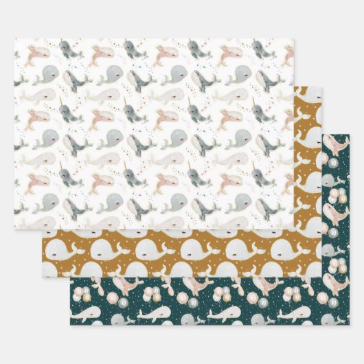 Leuke walvis oceaan party verjaardagscadeau Baby s Inpakpapier Vel (Set)