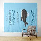 Leuke walvis onder het Zee Hallo Baby shower Wandkleed (In Situ (horizontaal))