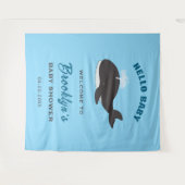 Leuke walvis onder het Zee Hallo Baby shower Wandkleed (Voorkant (horizontaal))