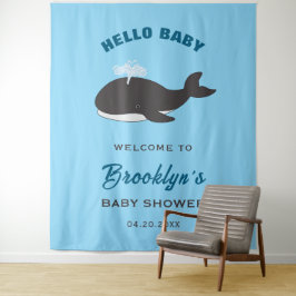 Leuke walvis onder het Zee Hallo Baby shower Wandkleed